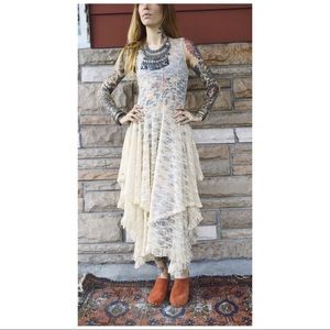 Free People French Courtship layered lace dress